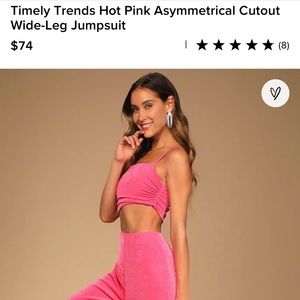Timely Trends Hot Pink Asymmetrical Cutout Wide-Leg Jumpsuit